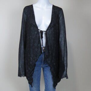 Cosmic Aura Hot Topic Cardigan Top SIZE Large Coffins, Cross, Bell Sleeve